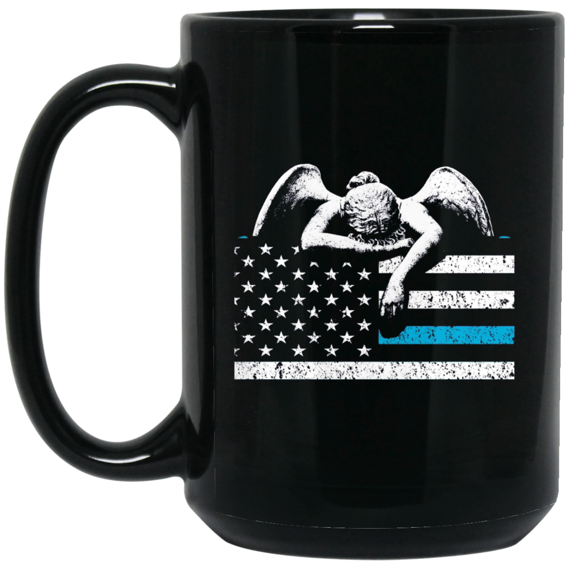 Angel Weeping Thin Blue Line Flag to Honor the Fallen