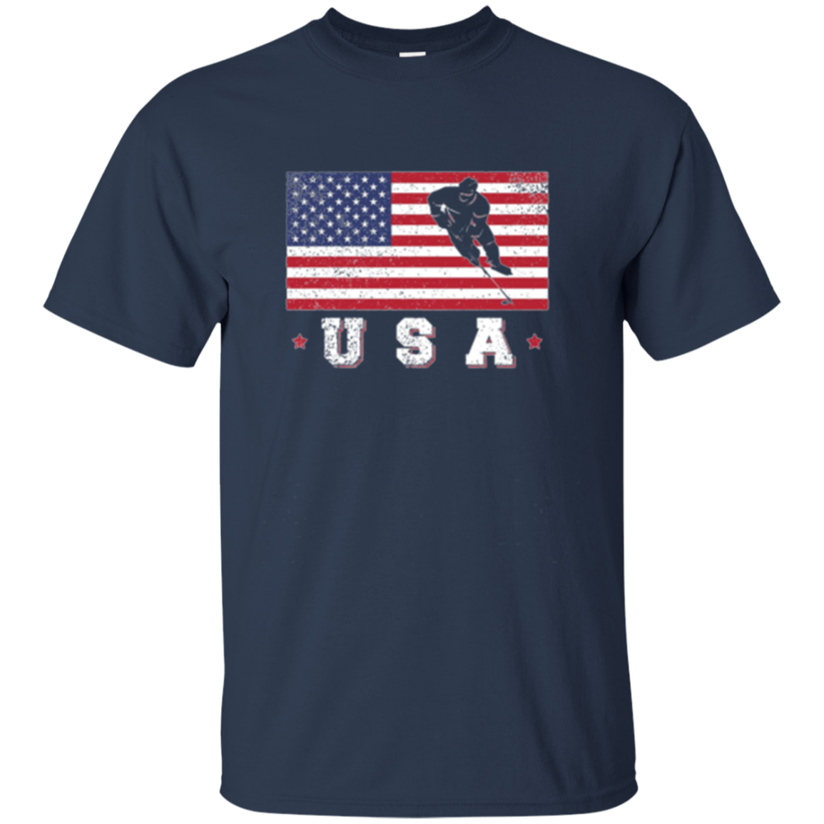 American USA Flag Ice Hockey T-Shirt Patriotic Sports Gift