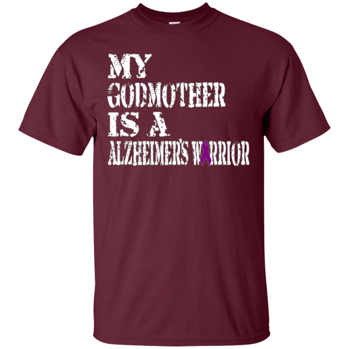 Alzheimer's Awareness Tshirt For Godmother Purple Ribbon Tee