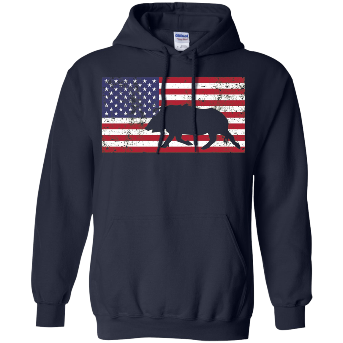 American Flag Patriotic Wild Feral Pig Hunting T-Shirt USA