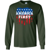 Image of America First USA T Shirt with the American Flag