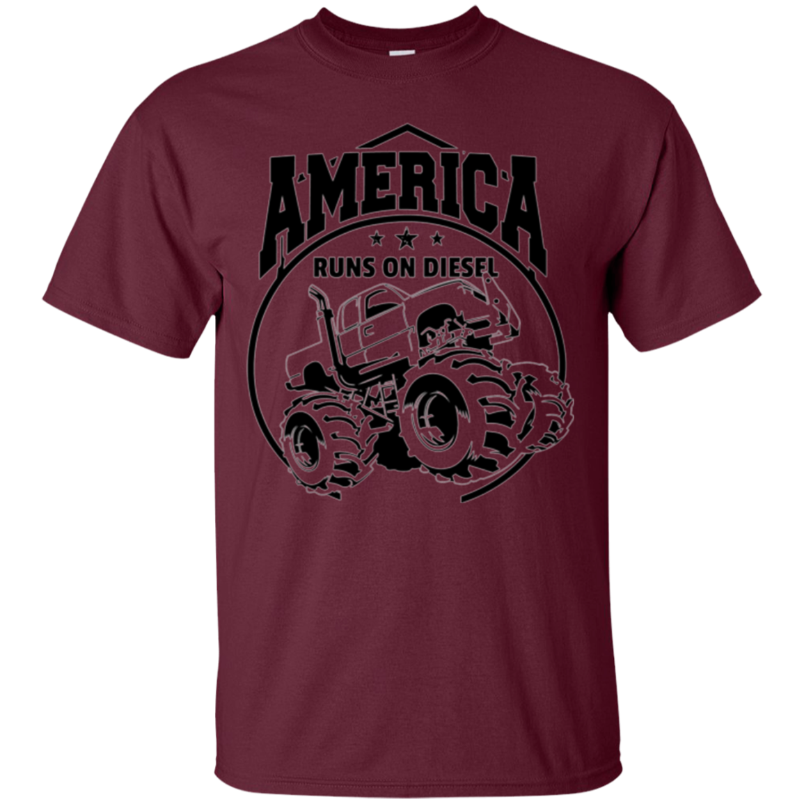 America Runs On Diesel Gear Monster SUV Truck Black T-Shirt