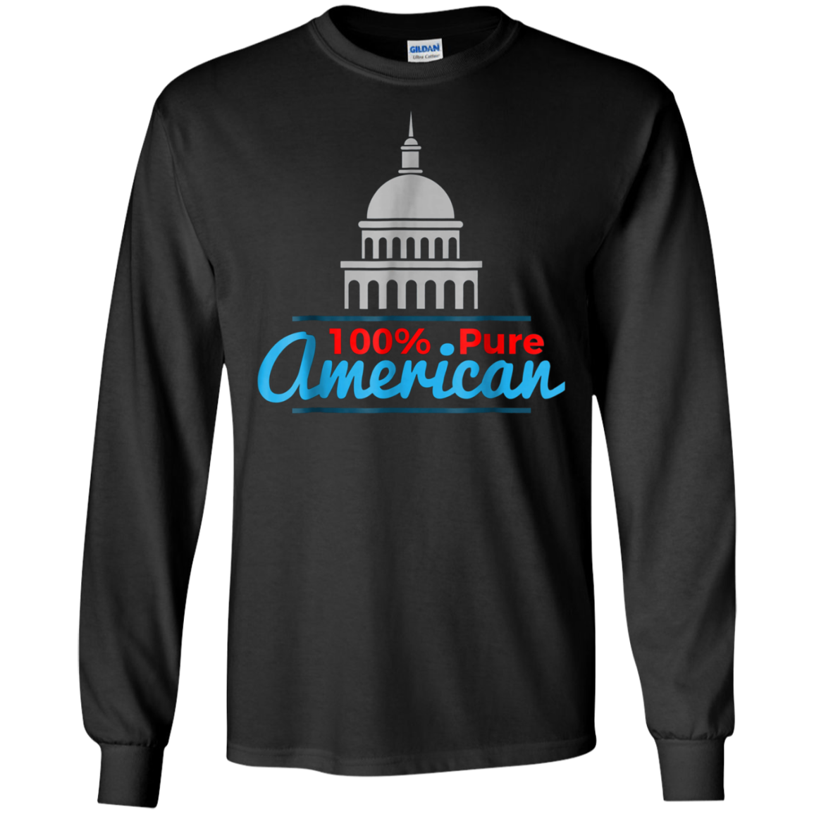 100% Pure American Proud Artwork T Shirt USA Citizen Gift