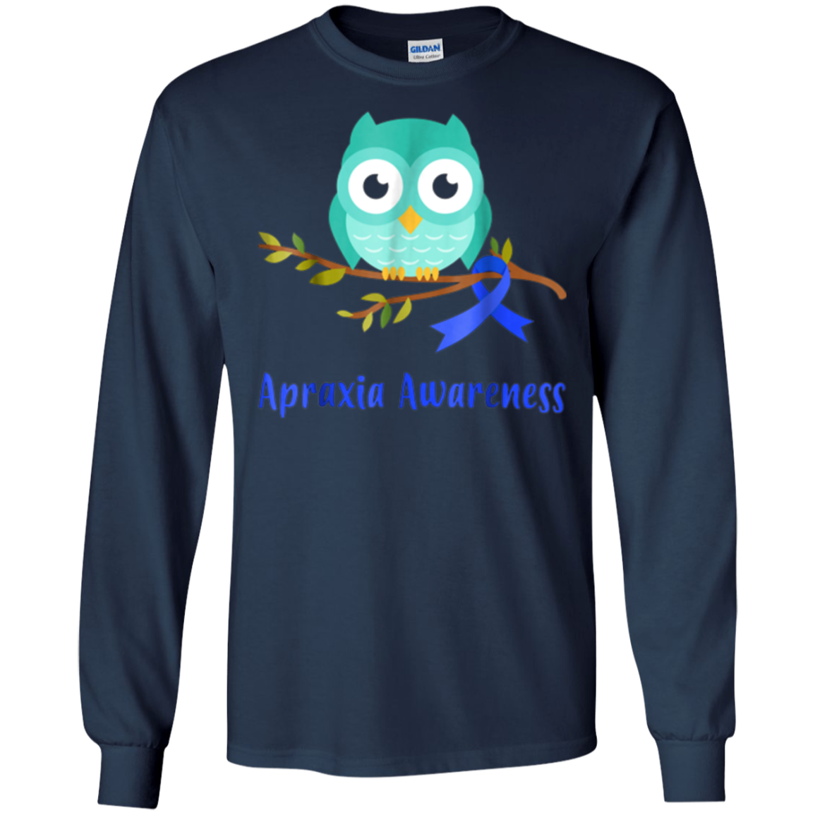 Apraxia Awareness Blue Ribbon Owl Kids T-Shirt