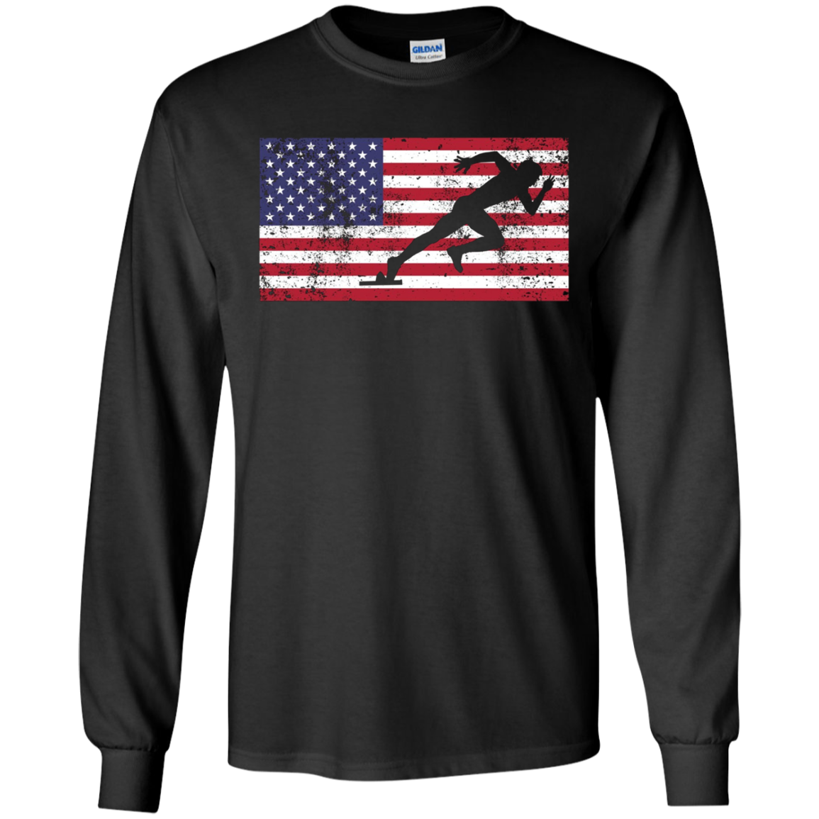 American Flag Runner Sprinter USA Patriotic T-Shirt Sport