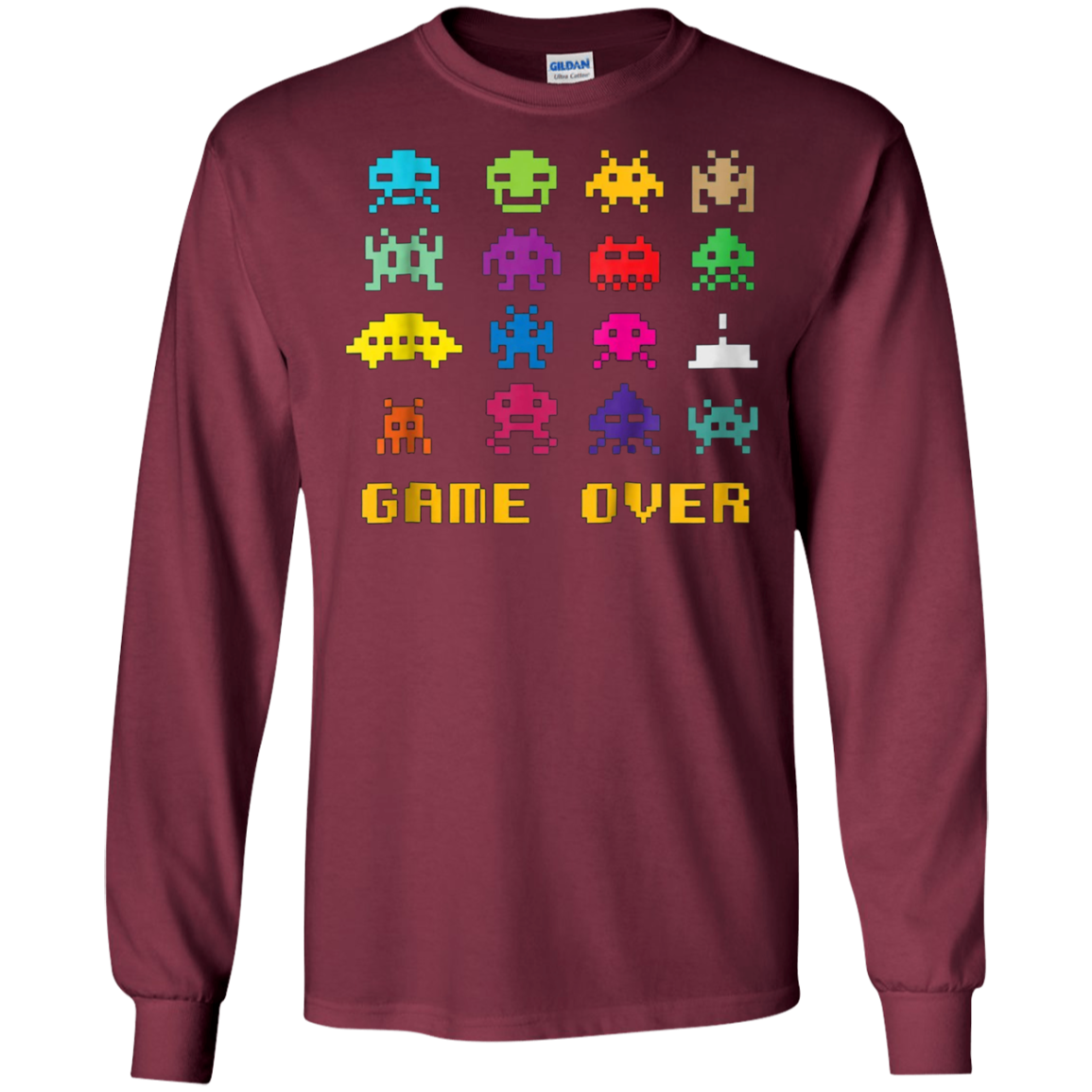 "Game Over" retro alien invaders tshirt 80s 8-bit video game