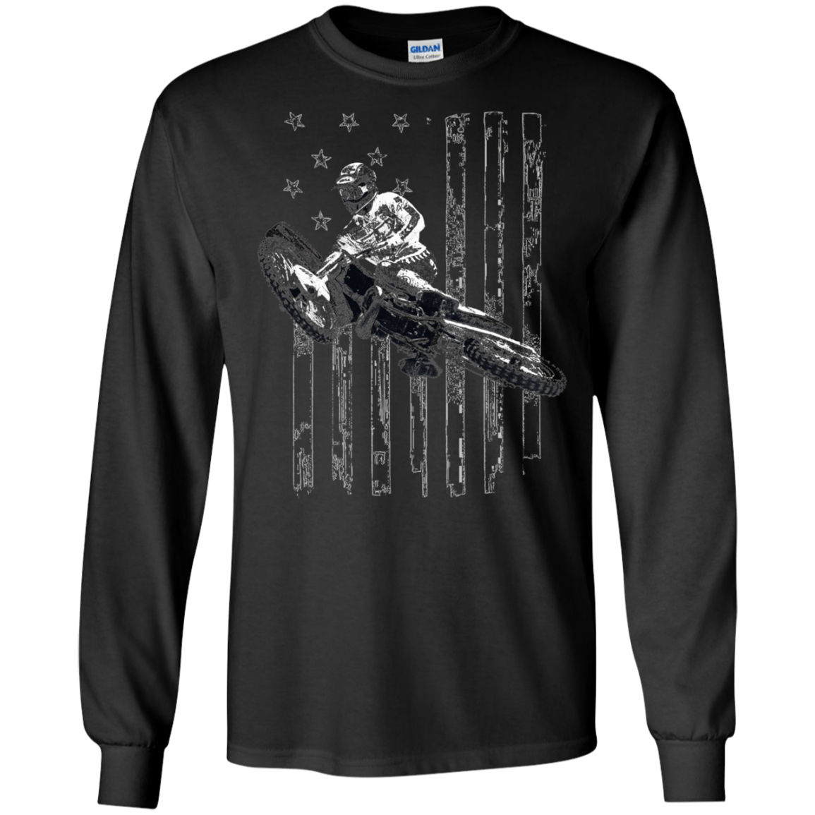 American Flag Motocross Dirt Bike Graphic T-shirt