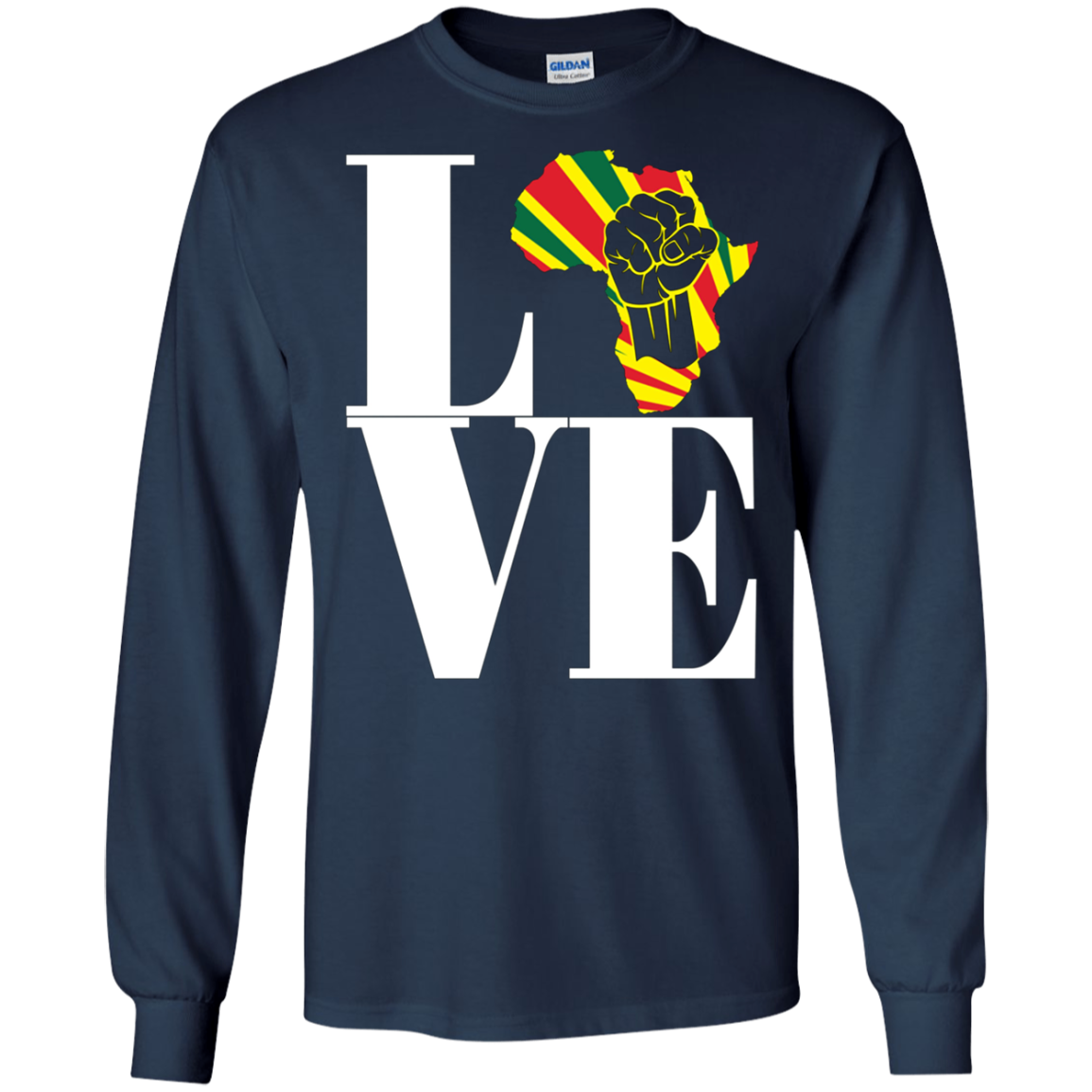 African black power map raised fist I love Africa t-shirt