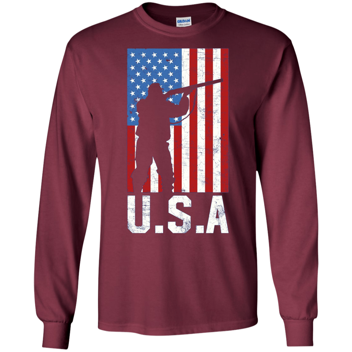 American Flag Long Sleeve Shirt Hunting 4th of July USA Gift