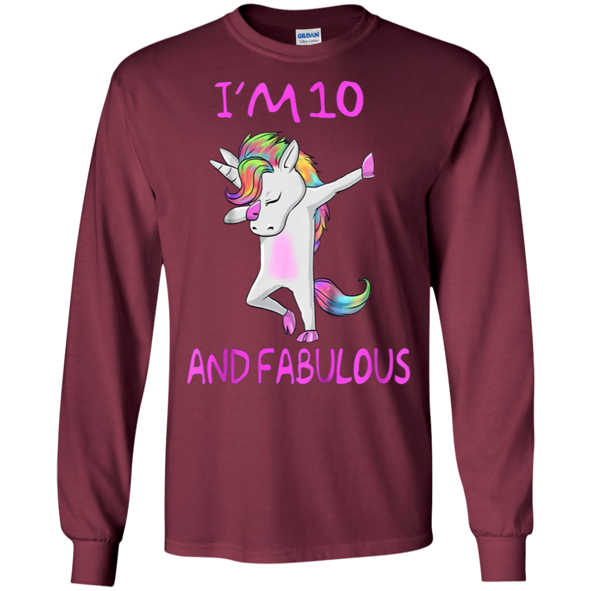 10 and fabulous sweet tenth-Birthday unicorn dab t shirt