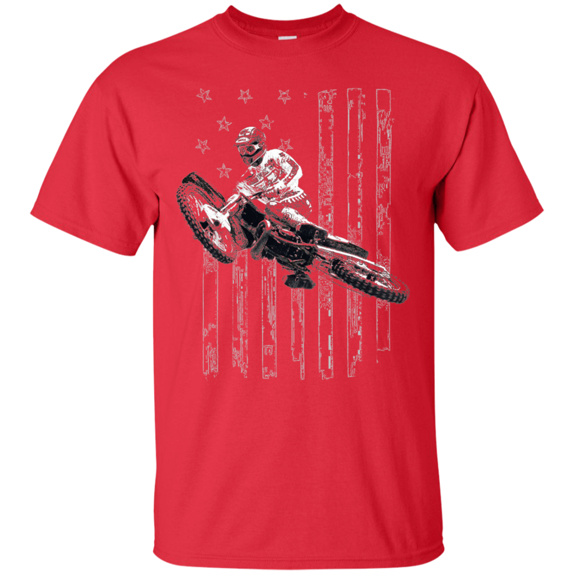 American Flag Motocross Dirt Bike Graphic T-shirt