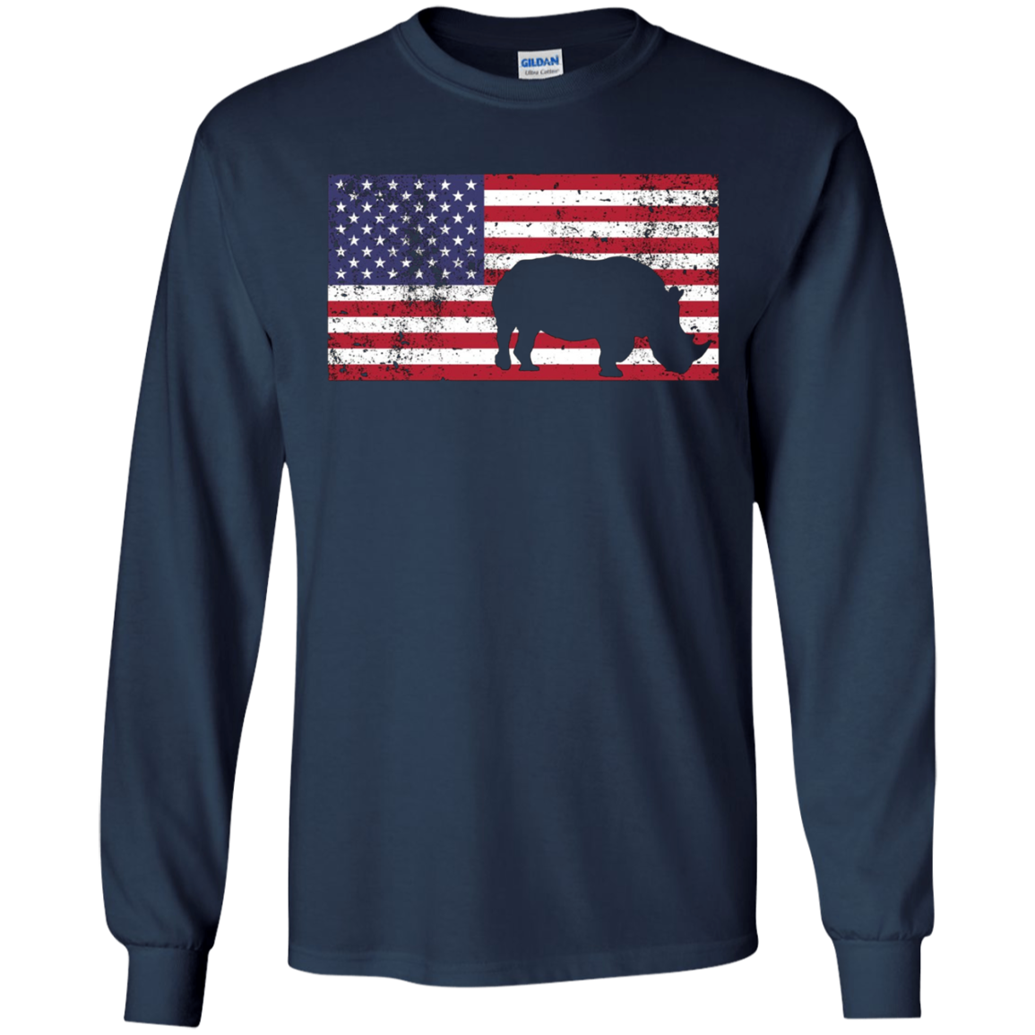 American Flag Rhino Rhinoceros Conservation T-Shirt Gift