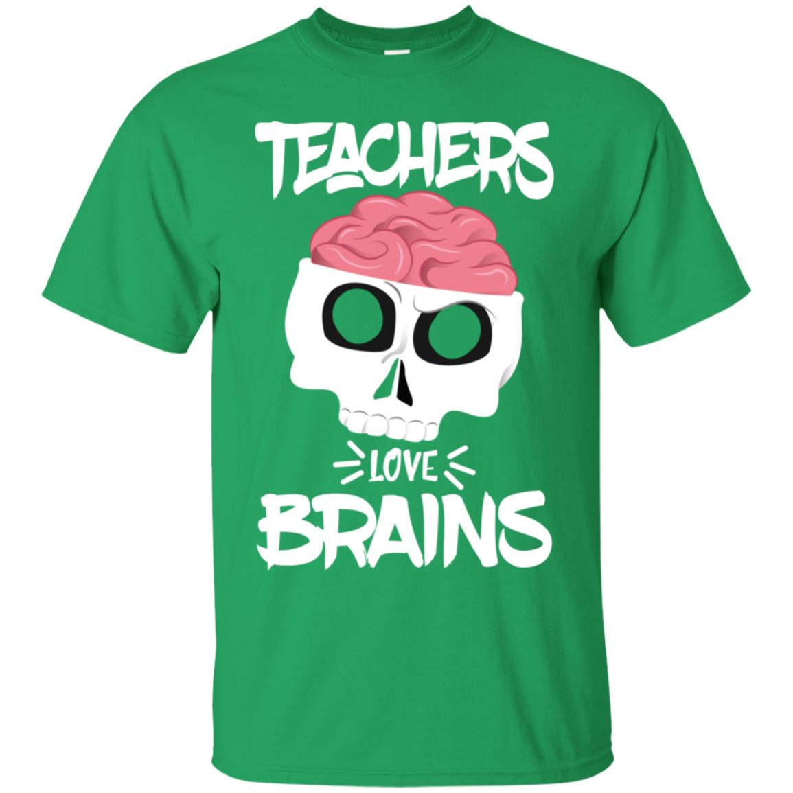 Funny Halloween Skull Teachers Love Brains Long Sleeve Shirt