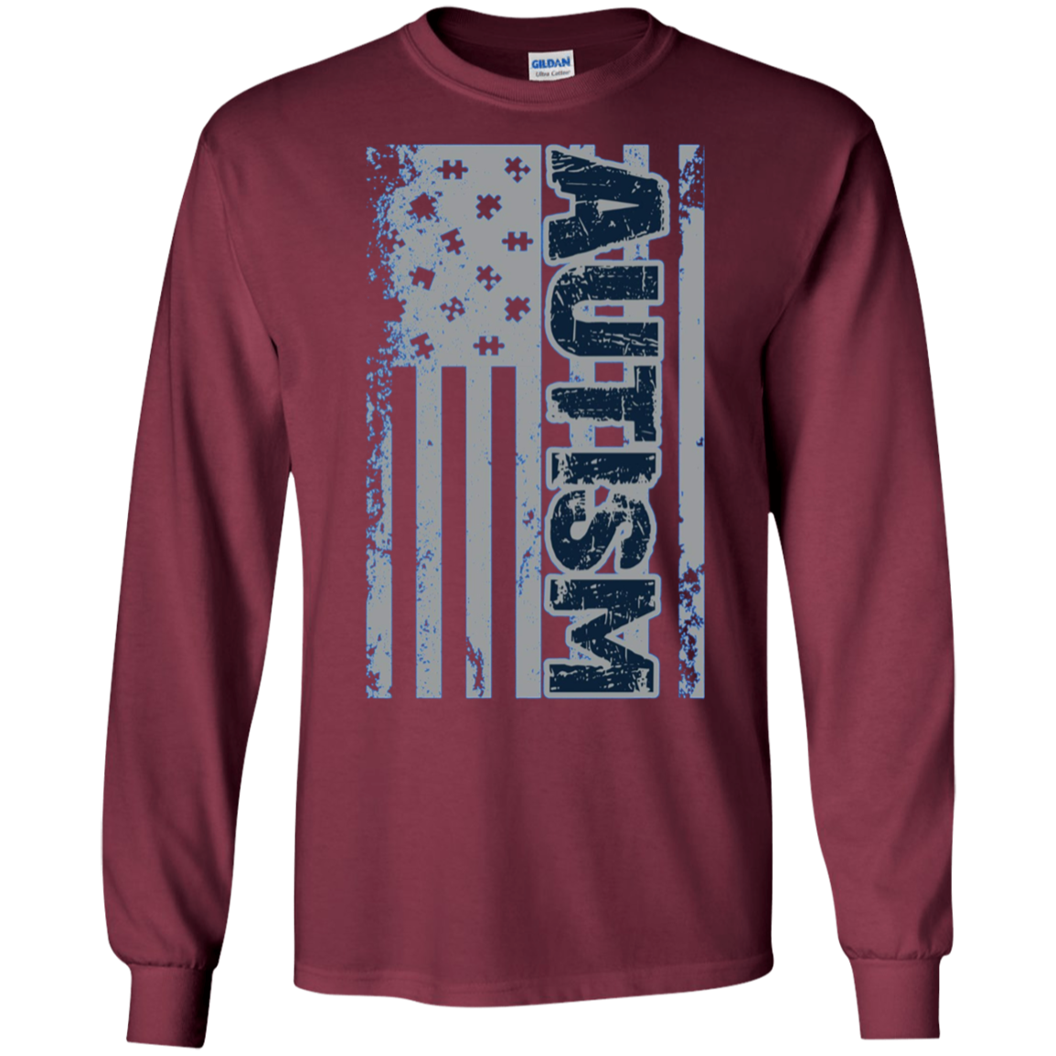 Autism Awareness T-Shirt - American Flag Puzzle Piece Shirt