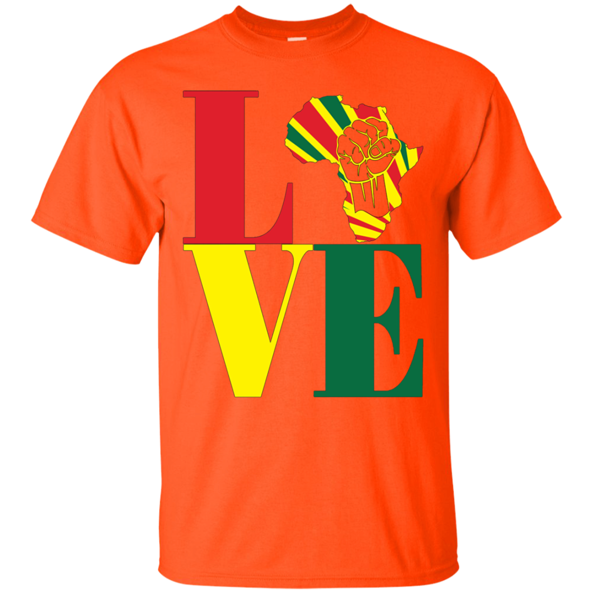 African black power map raised fist I love Africa t-shirt