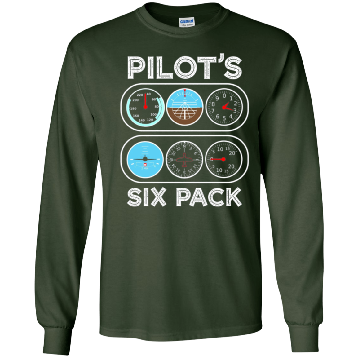 Pilot's Six Pack T-Shirt | Flight Instruments Aviation Shirt