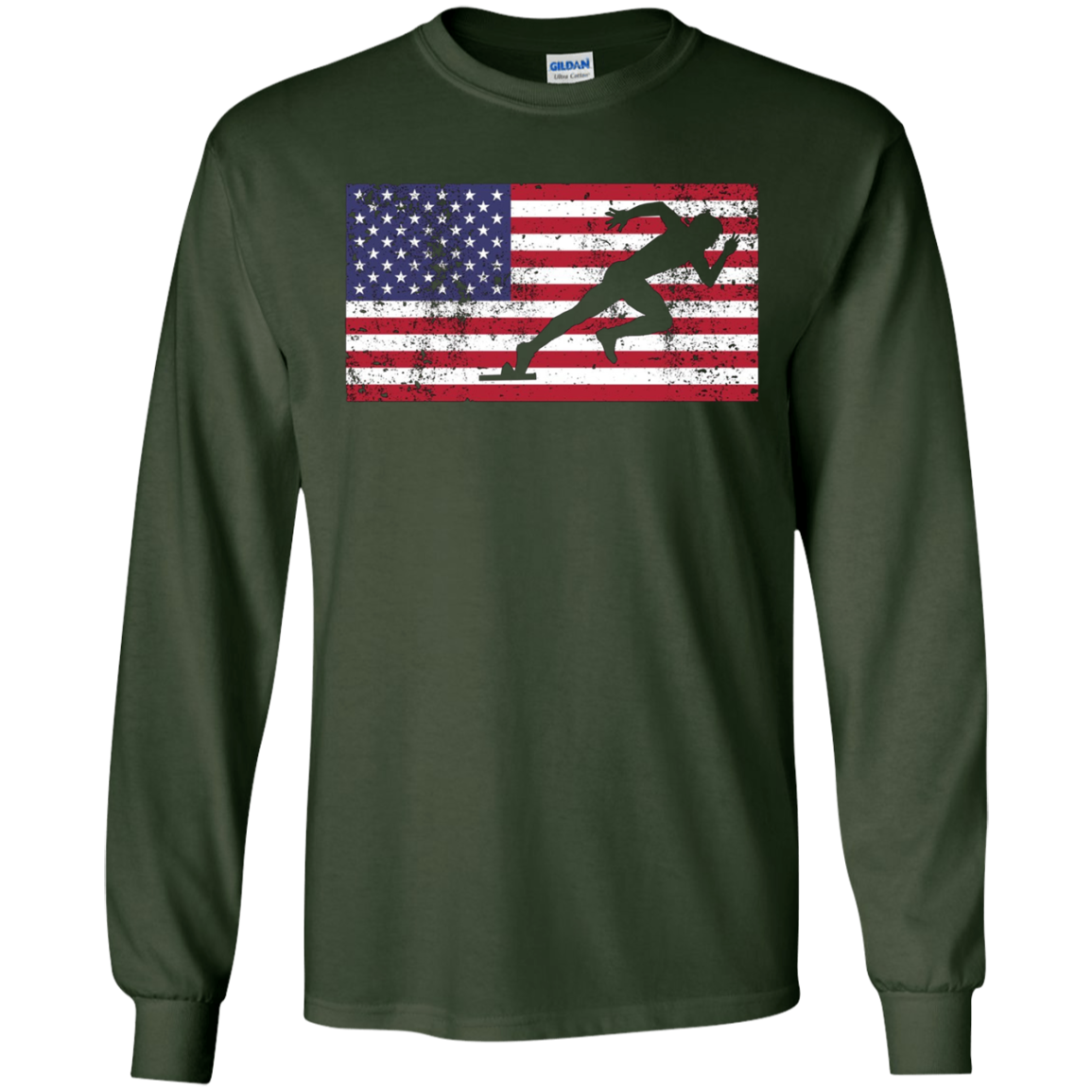 American Flag Runner Sprinter USA Patriotic T-Shirt Sport