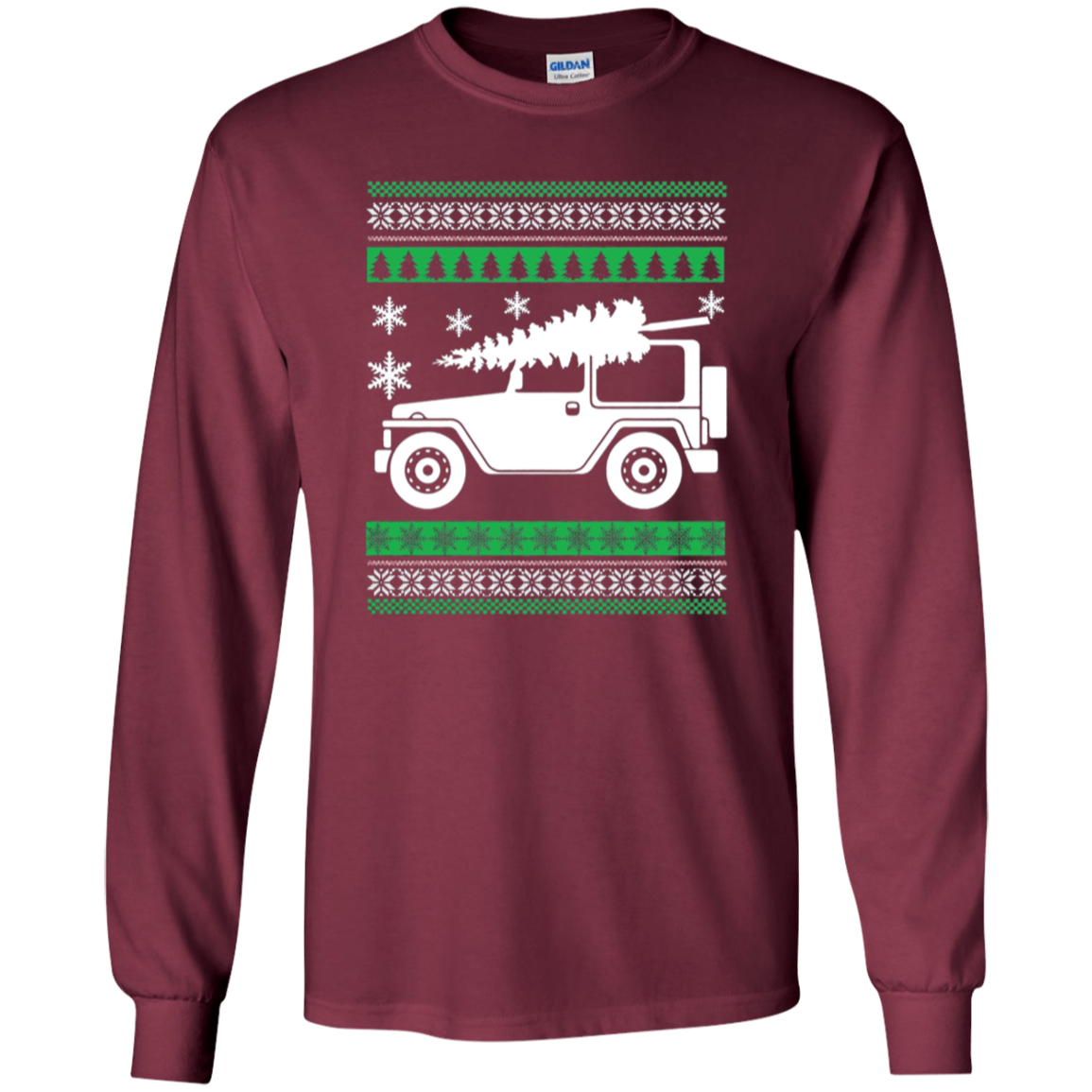 Santa's Jeep Christmas Tree Ugly Sweater Party