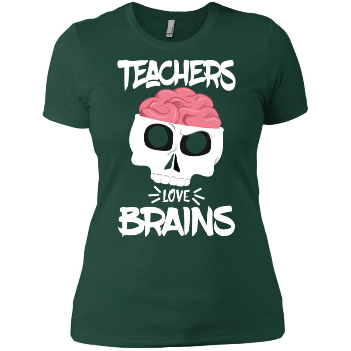Funny Halloween Skull Teachers Love Brains Long Sleeve Shirt