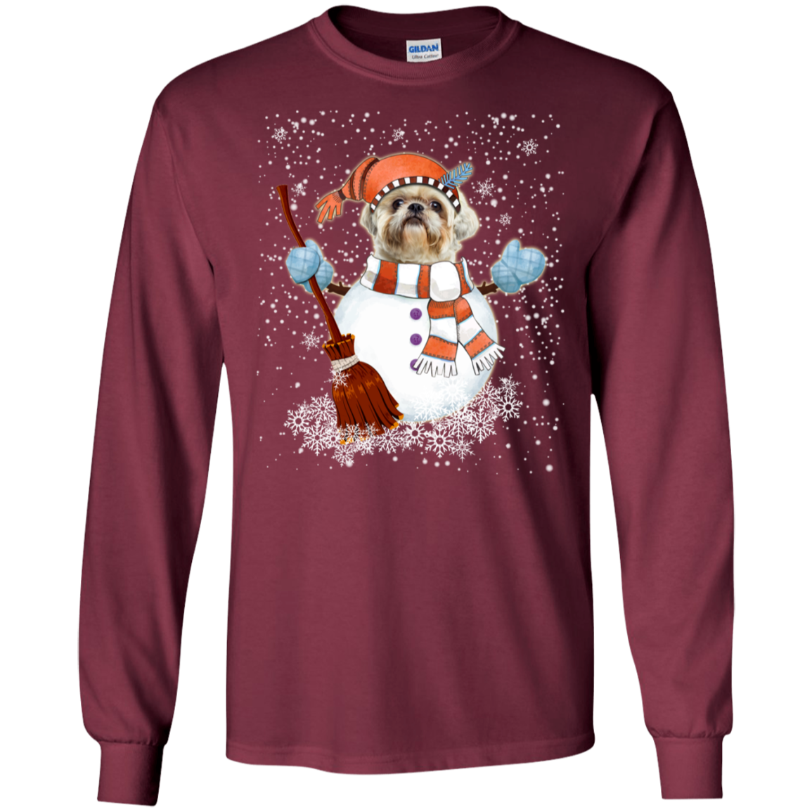 Christmas Snowman Shih Tzu Funny T-shirt