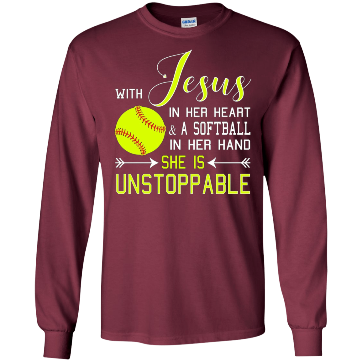 WITH JESUS IN HER HEART & A Softball Hand She Is T-Shirt