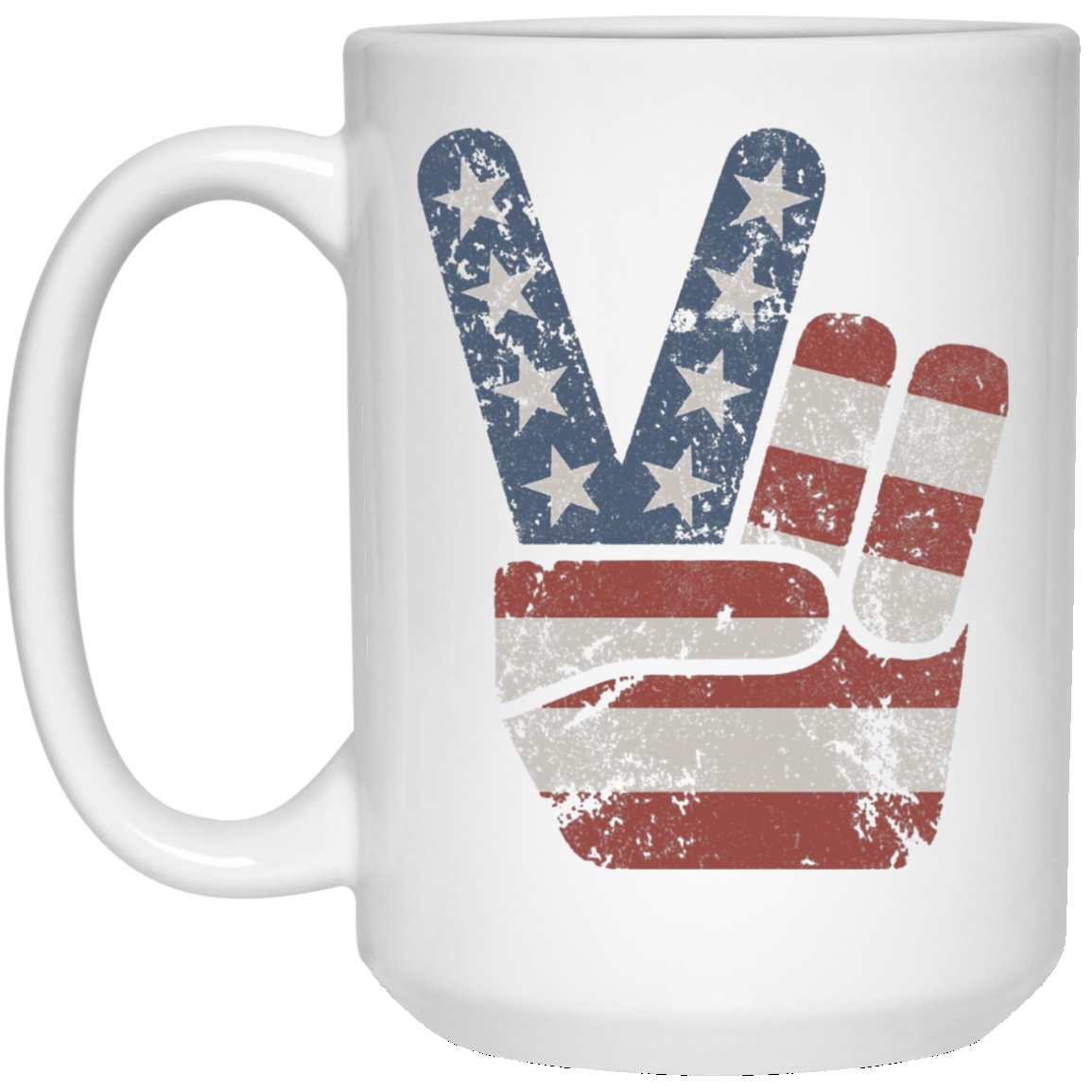 4th of July Vintage American Flag Big Peace Sign T-Shirt