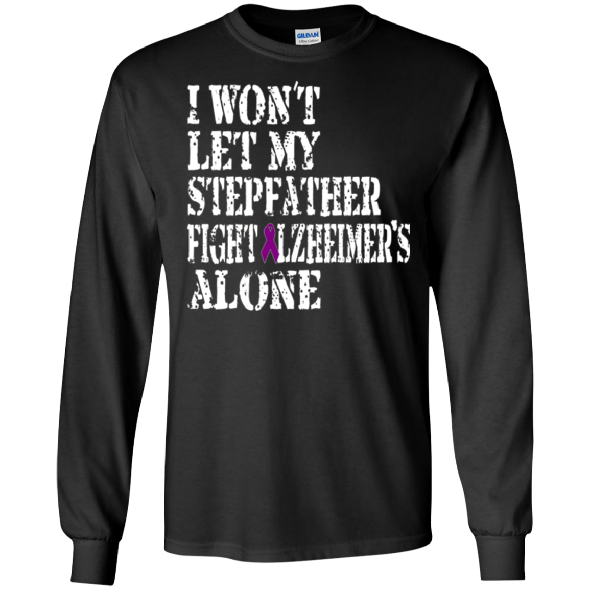 Alzheimer's Awareness T-Shirt For Stepfather Purple Ribbon