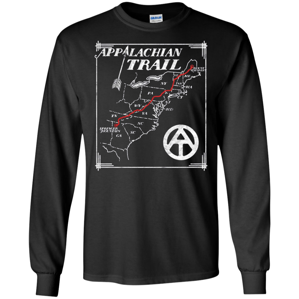 Appalachian Trail Map Retro Long Sleeve Tee Shirt