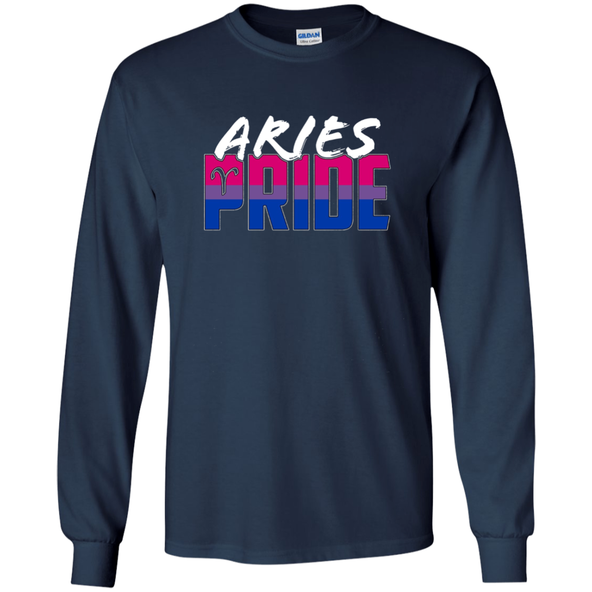 Aries Bisexual Pride Flag Zodiac Sign Long Sleeve T-Shirt