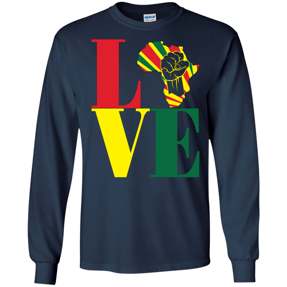 African black power map raised fist I love Africa t-shirt