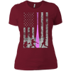 Image of American Softball Flag T-Shirt - Players and Pink Bat