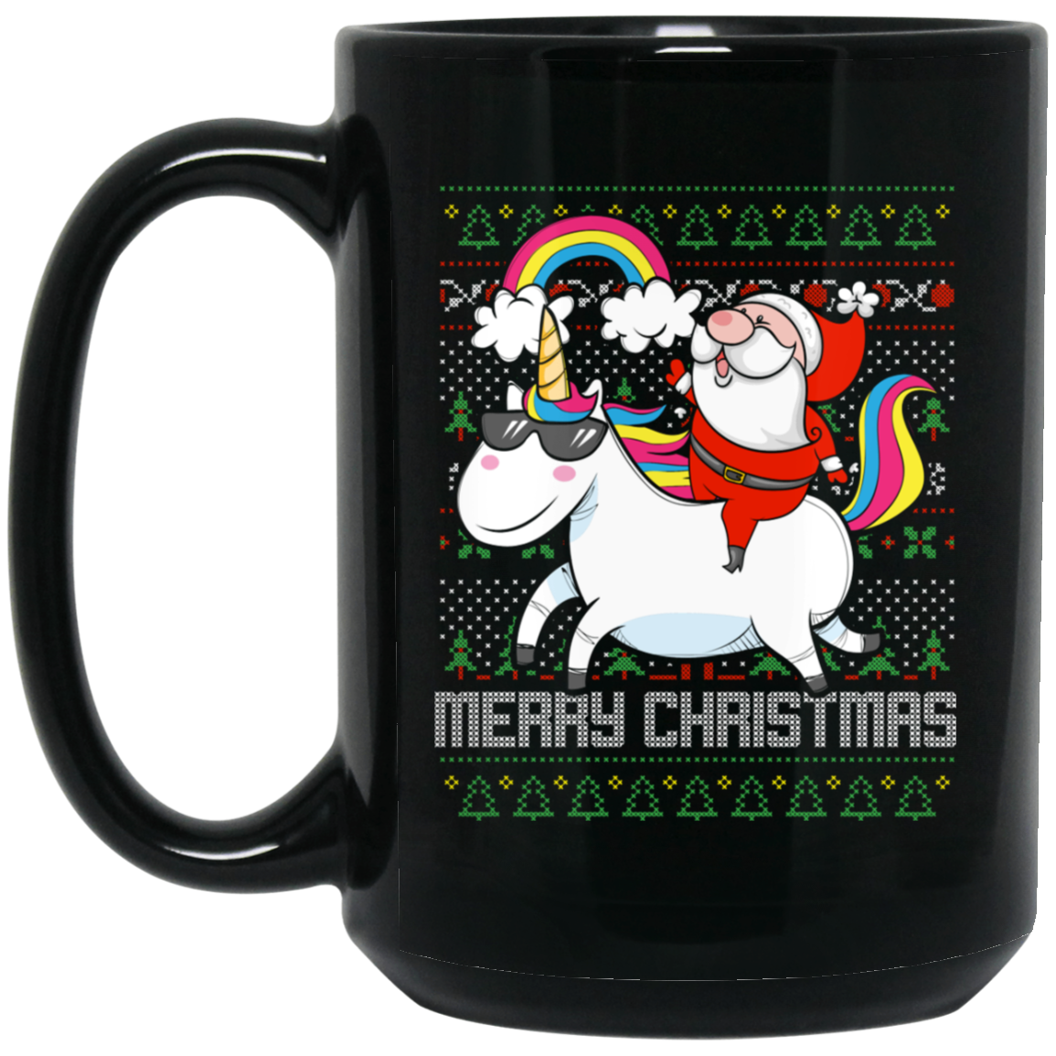 Santa Riding Unicorn Merry Xmas Gift Tshirt