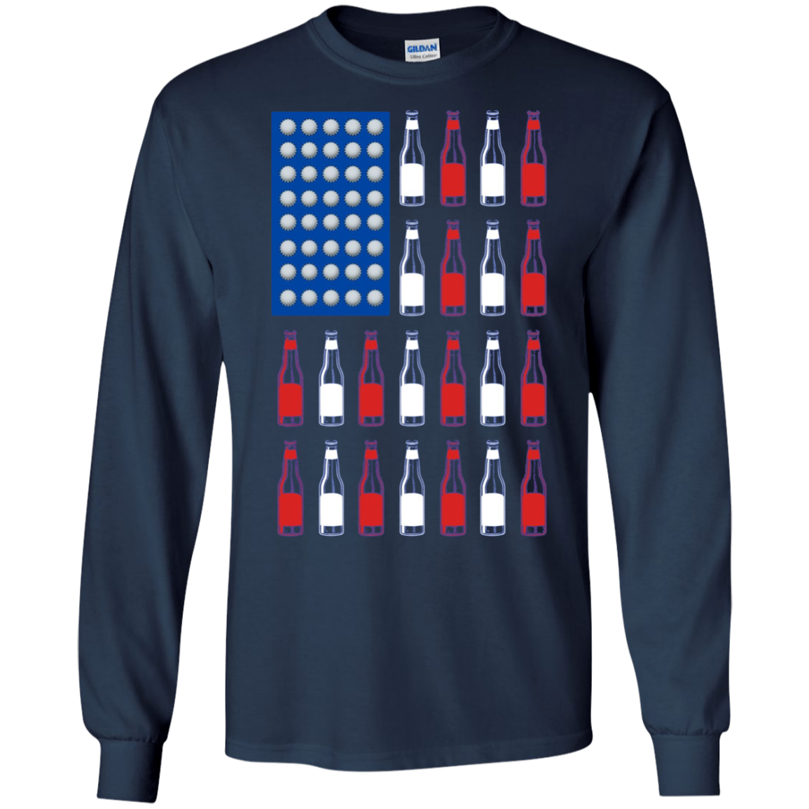 American Beer Pong Flag 4th of July Drinking Long Sleeve