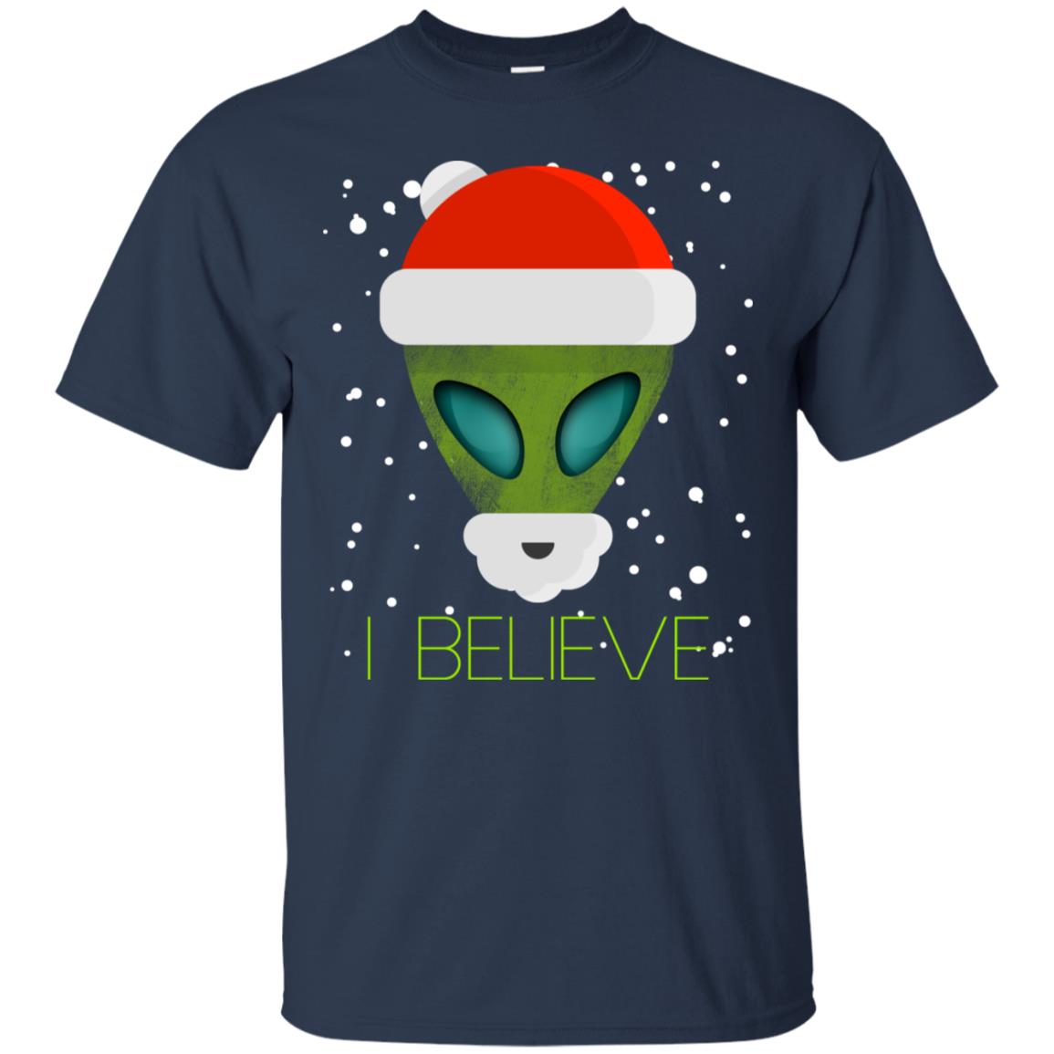 Alien Funny Christmas Tee Shirt I Believe Cute Ufo Gift