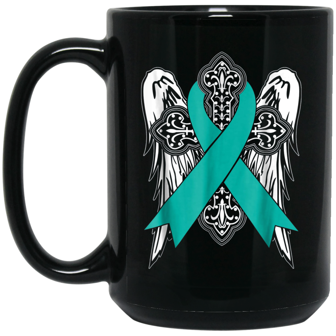 angel teal ribbon t shirt support ovarian cancer awareness