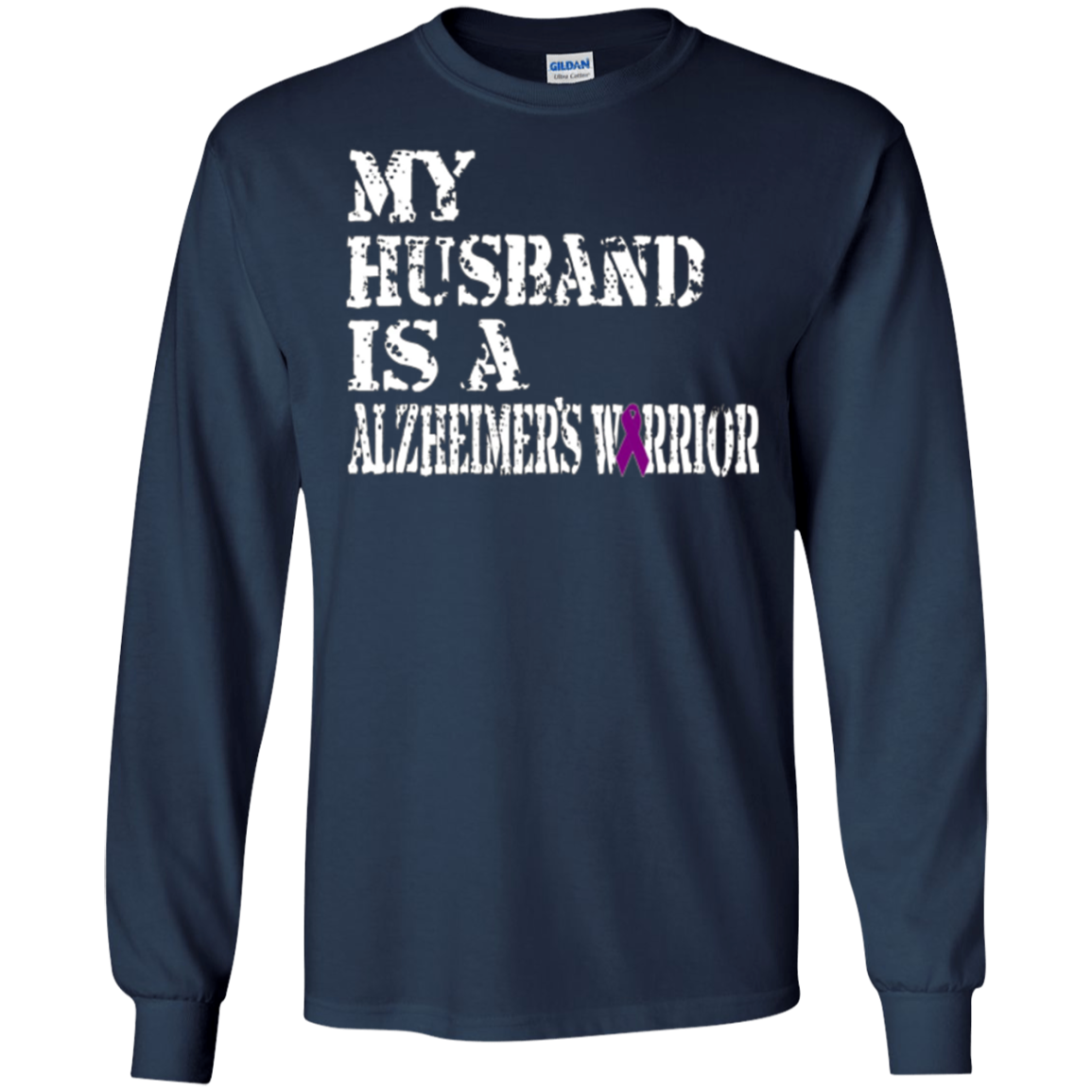 Alzheimer's Awareness T Shirt For Husbands Purple Ribbon Tee