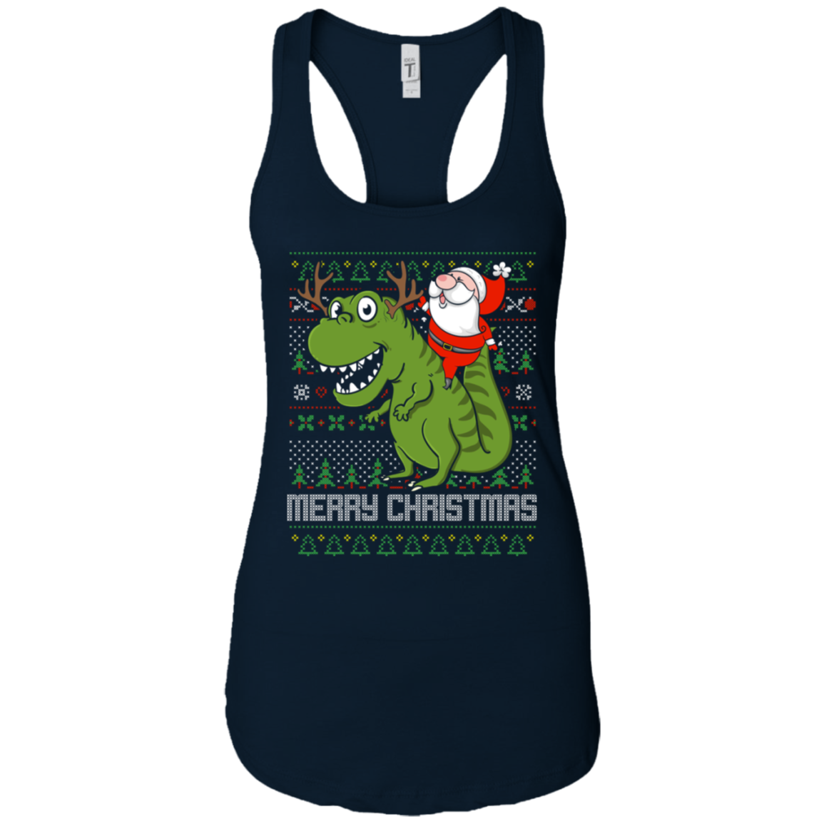 Santa Riding Dinosaur Tyrannosaurus Gift Tshirt