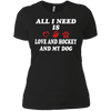Image of all i need is love and hockey and my dog t-shirt