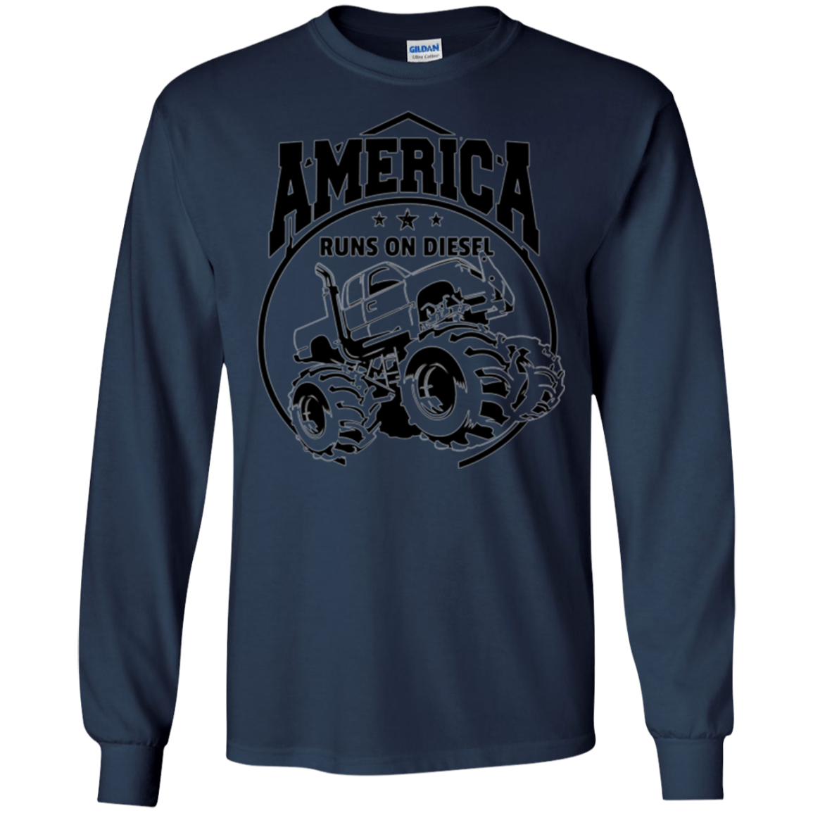 America Runs On Diesel Gear Monster SUV Truck Black T-Shirt