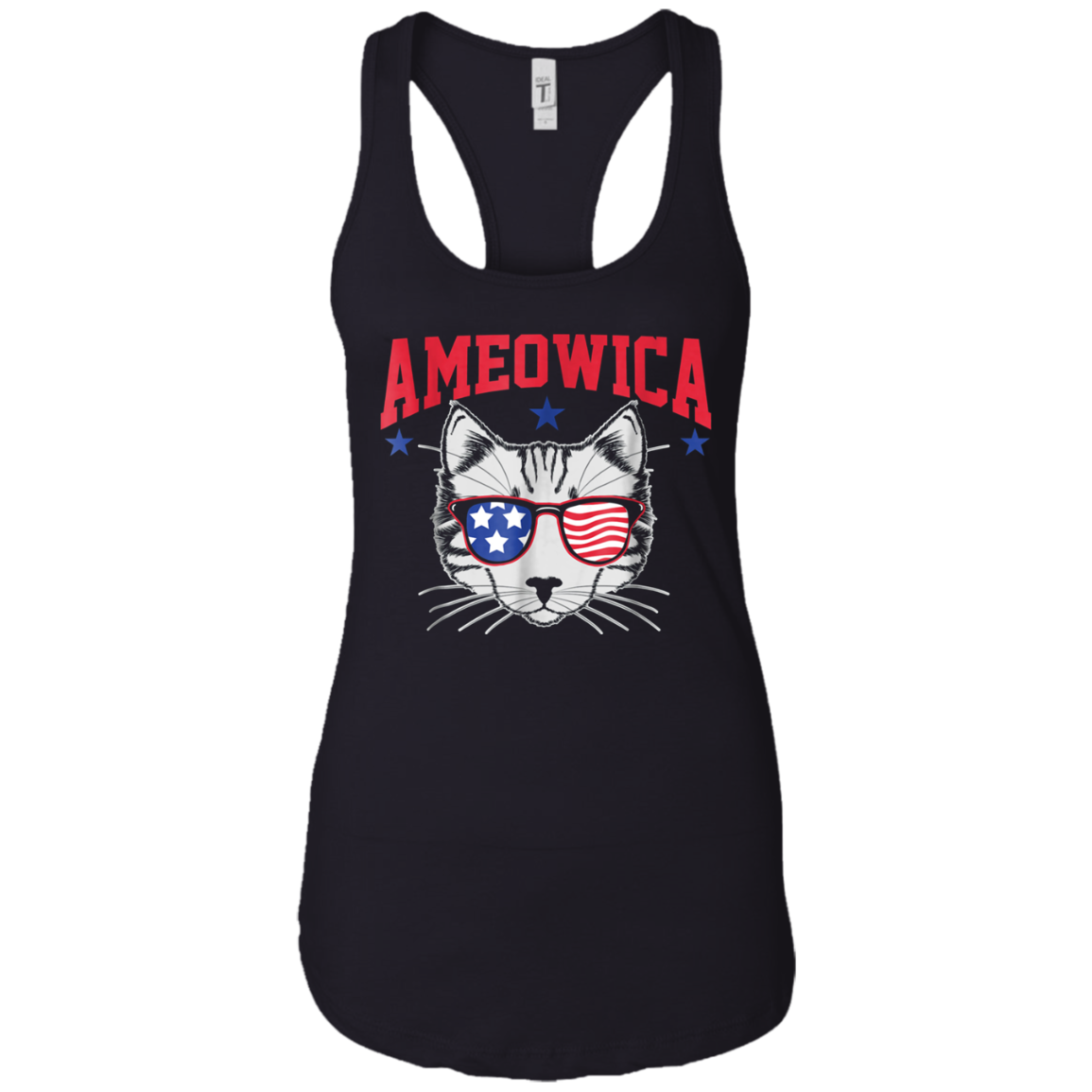 Ameowica Cat With Flag Sunglasses Funny 4th Of July T-Shirt