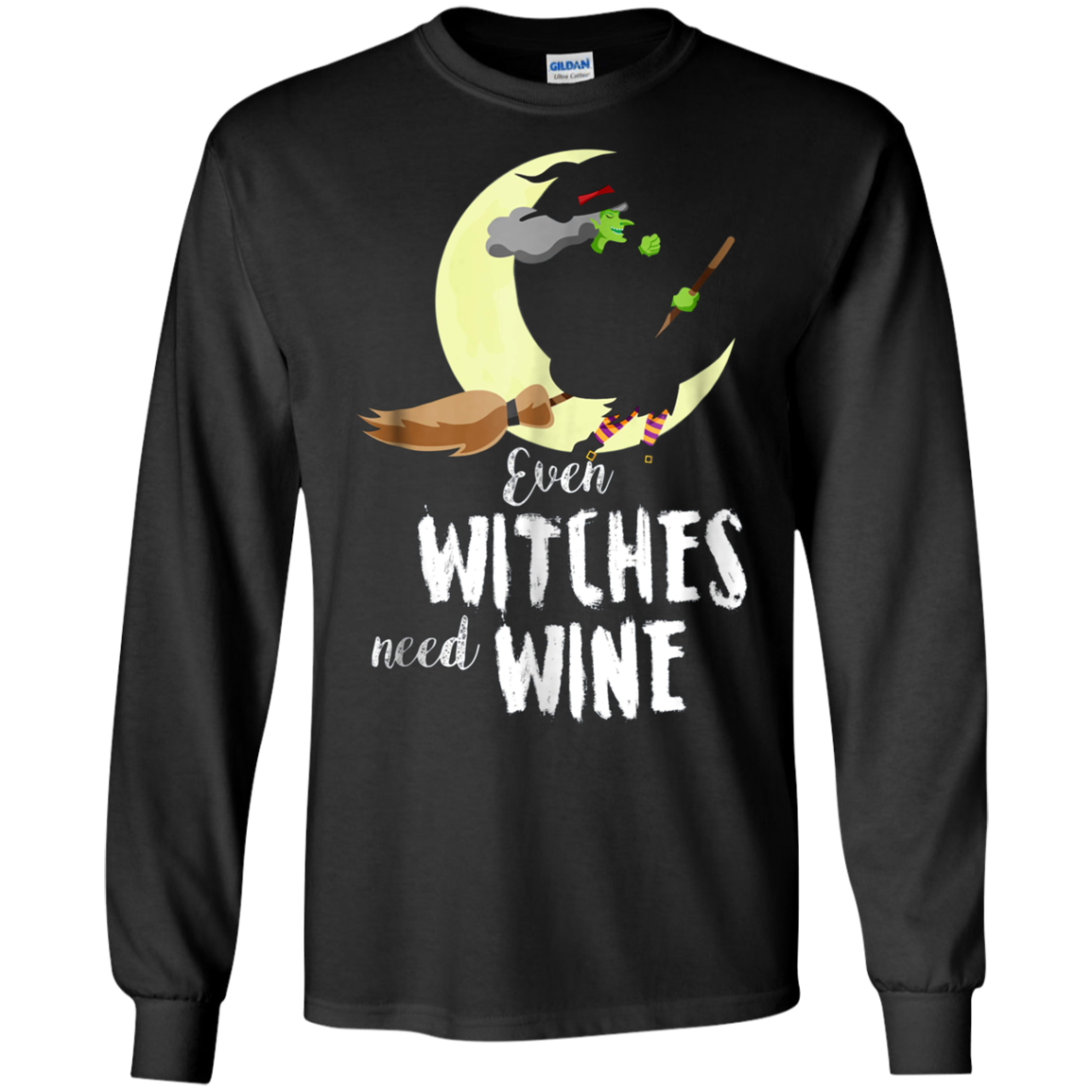 Funny Halloween T Shirt Even Witches Need Wine Shirt