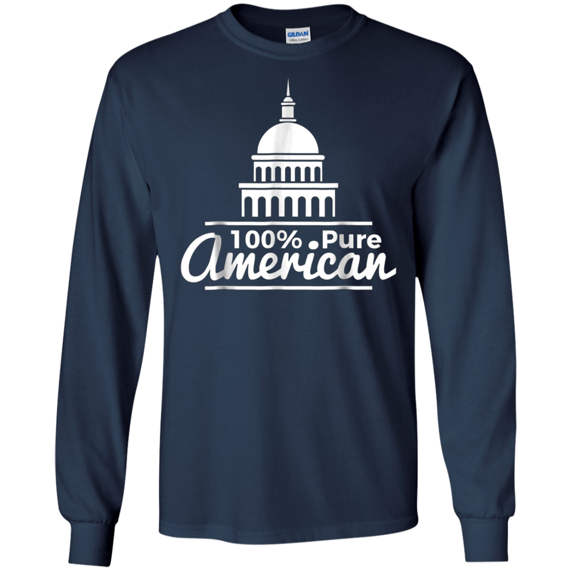 100% Pure American Proud Artwork T Shirt USA Citizen Gift