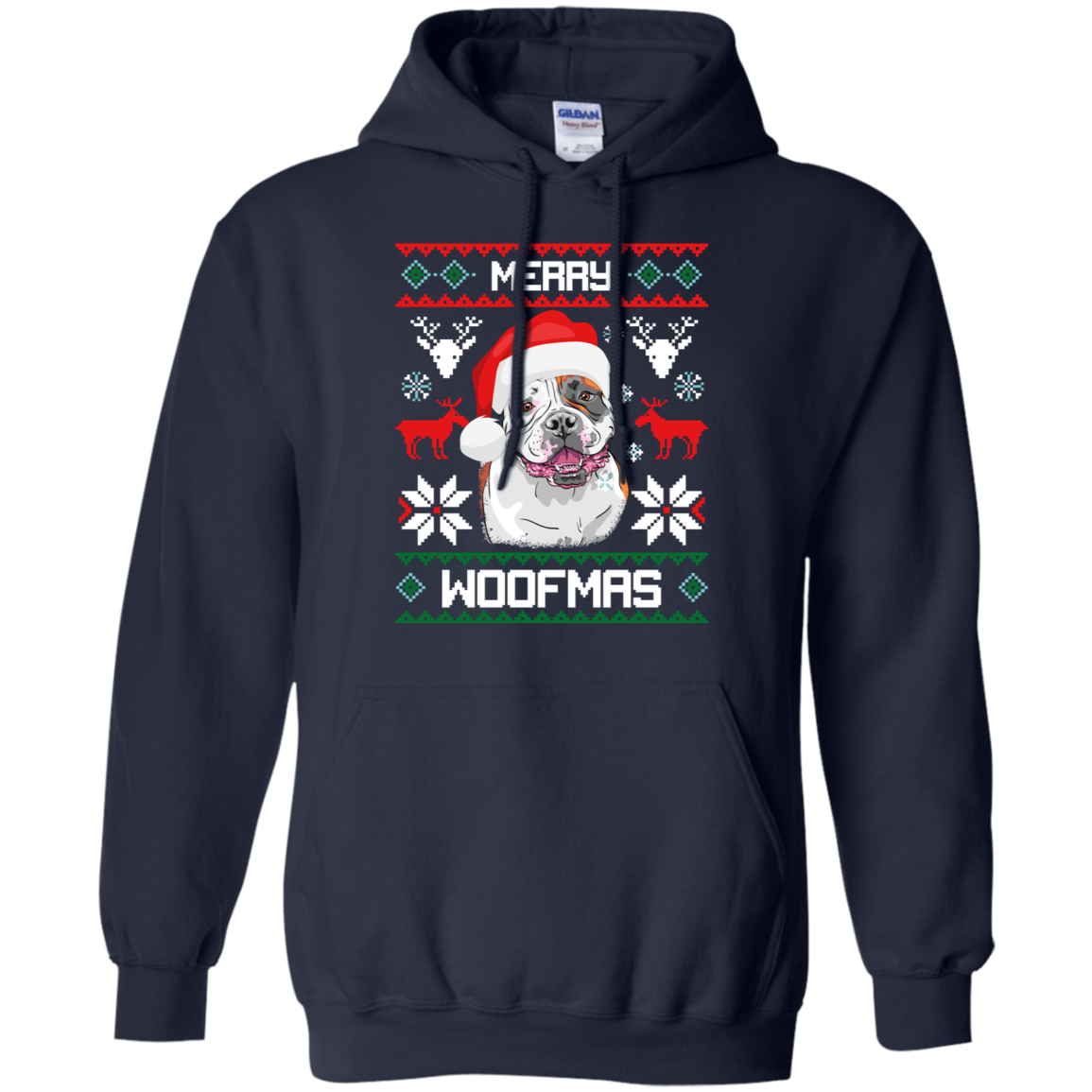 American Bulldog Merry Woofmas T-Shirt Christmas