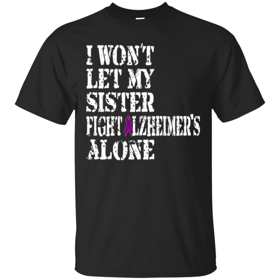 Alzheimer's Awareness T-Shirt For Sister Purple Ribbon Tee