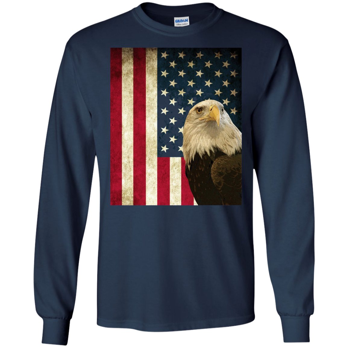 American Bald Eagle Retro Flag Long Sleeve Shirt, Patriotic