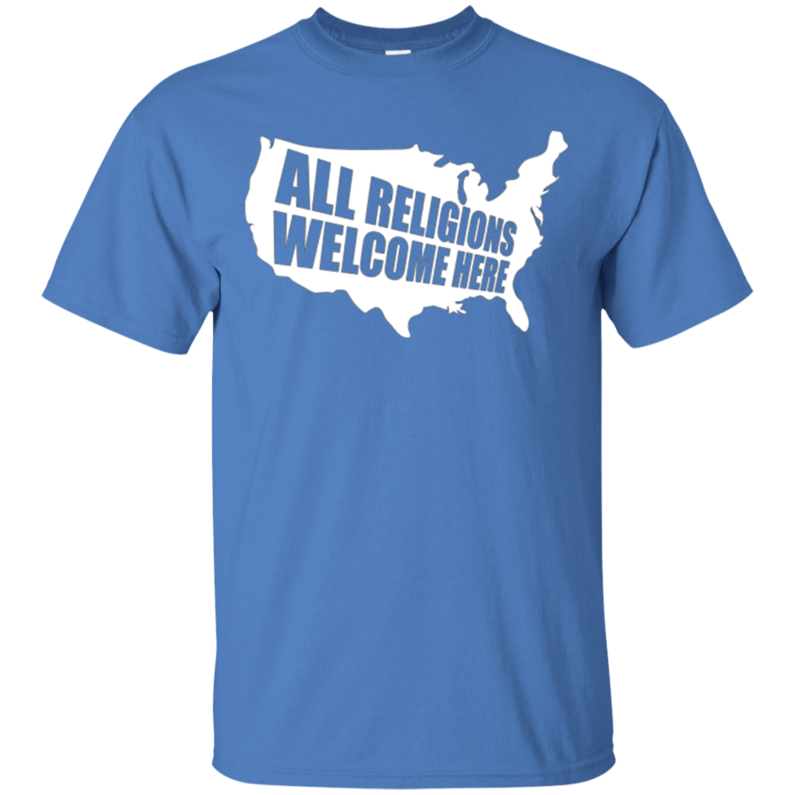 ALL RELIGIONS Welcome Here Protest T Shirt - Anti Trump Ban