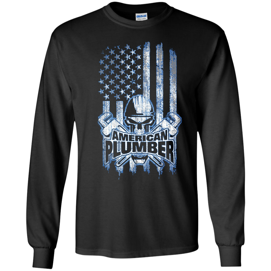 American Plumber T-Shirt Skull and Wrenches