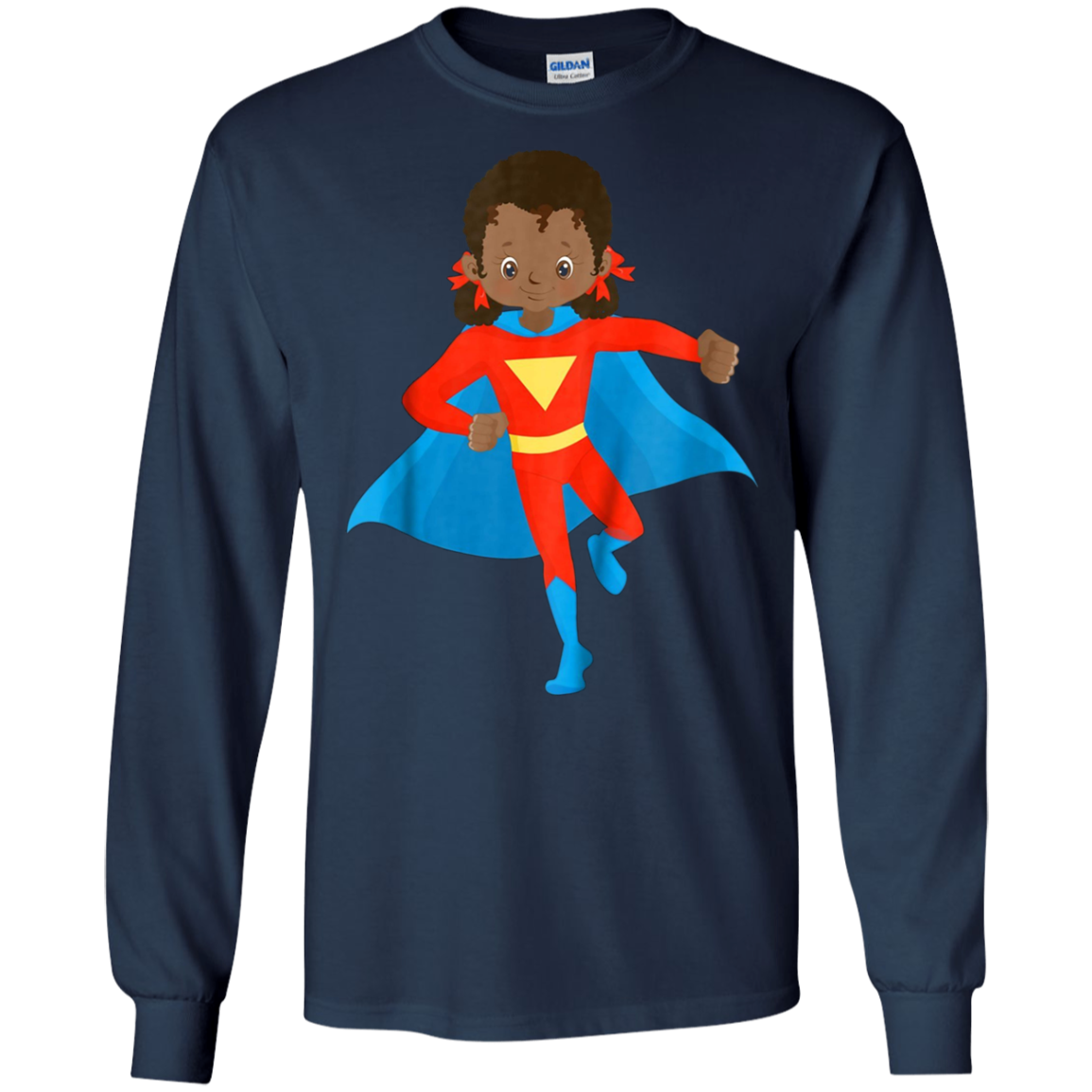 African American Girl Super Hero Kids T Shirt