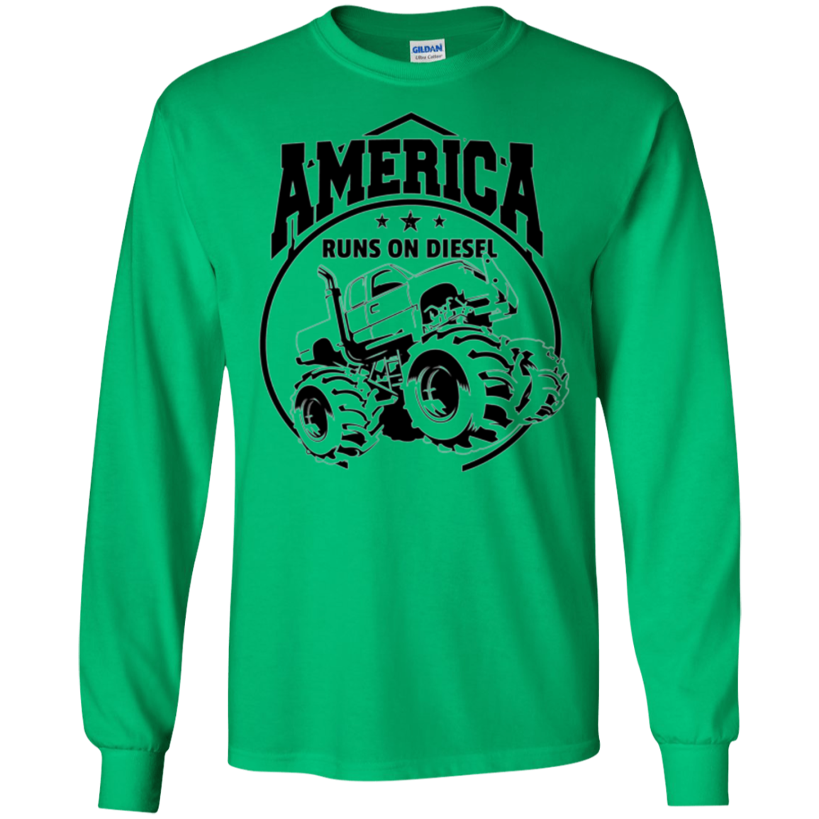 America Runs On Diesel Gear Monster SUV Truck Black T-Shirt