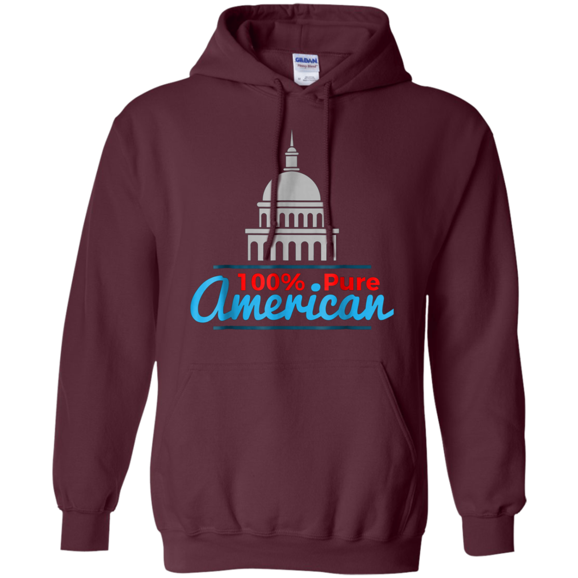 100% Pure American Proud Artwork T Shirt USA Citizen Gift